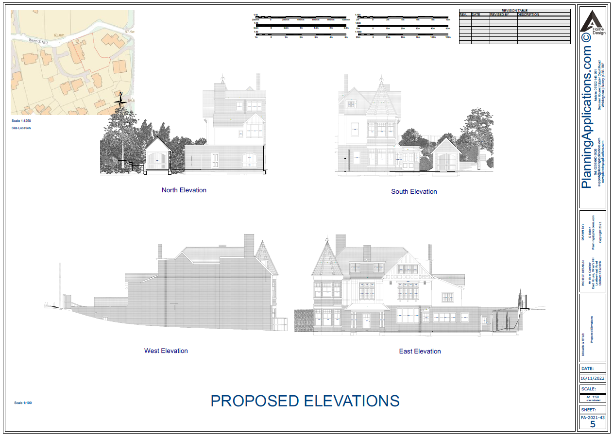 3D &#038; 2D Planning Application Drawings &#8211; Surrey East House Wrens Hill OXSHOTT Surrey planning application drawings